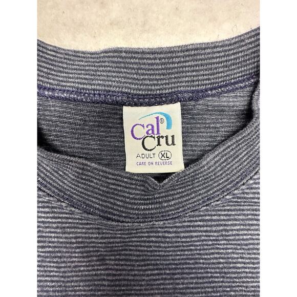 Vintage Galveston Island Size‎ Large Tshirt Cal Cru Navy Stripe Destination - Picture 3 of 10